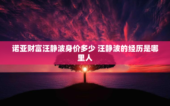 诺亚财富汪静波身价多少 汪静波的经历是哪里人
