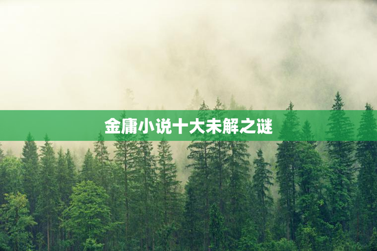 金庸小说十大未解之谜