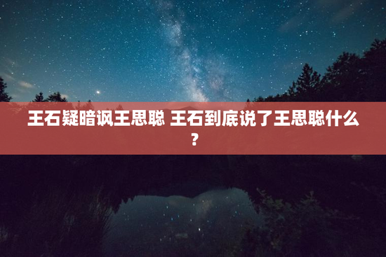 王石疑暗讽王思聪 王石到底说了王思聪什么？
