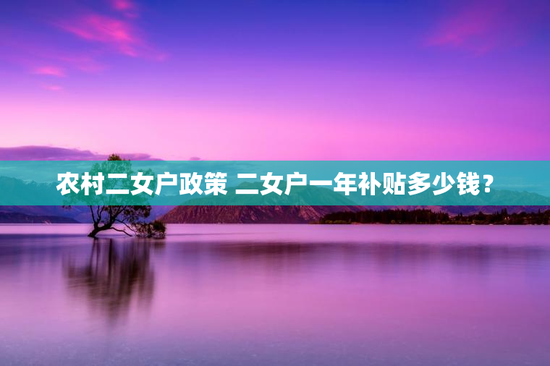 农村二女户政策 二女户一年补贴多少钱？