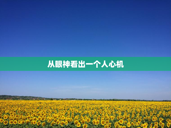 从眼神看出一个人心机