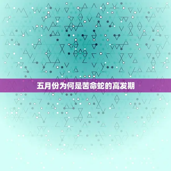 五月份为何是苦命蛇的高发期