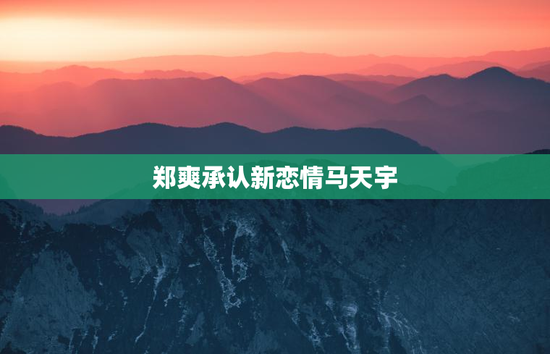 郑爽承认新恋情马天宇