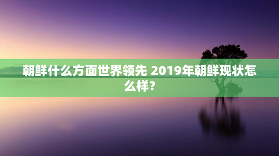 朝鲜什么方面世界领先 2019年朝鲜现状怎么样？