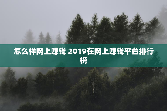 怎么样网上赚钱 2019在网上赚钱平台排行榜