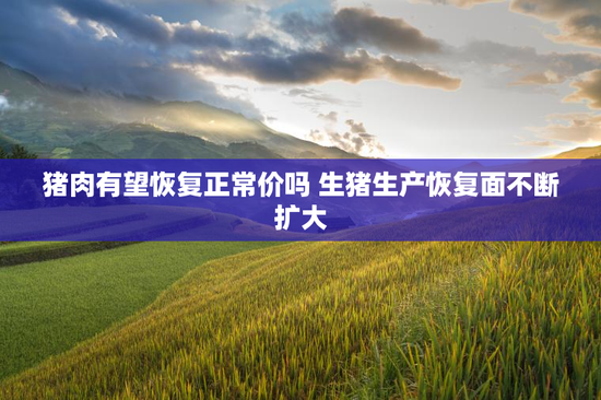 猪肉有望恢复正常价吗 生猪生产恢复面不断扩大