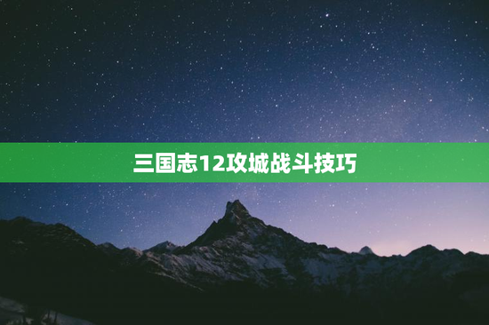 三国志12攻城战斗技巧