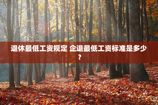 退休最低工资规定 企退最低工资标准是多少？