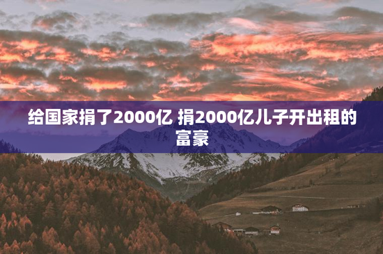 给国家捐了2000亿 捐2000亿儿子开出租的富豪