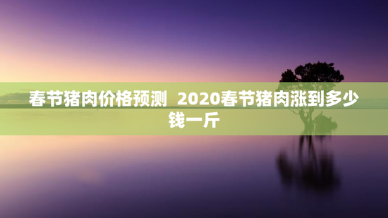 春节猪肉价格预测  2020春节猪肉涨到多少钱一斤