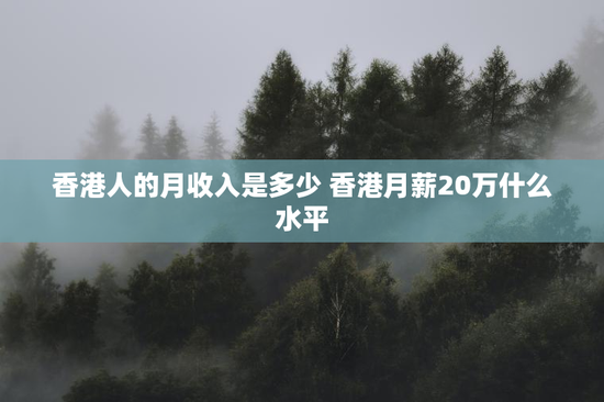 香港人的月收入是多少 香港月薪20万什么水平