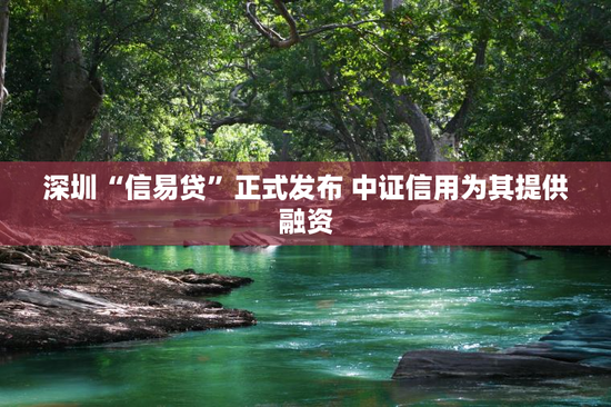 深圳“信易贷”正式发布 中证信用为其提供融资