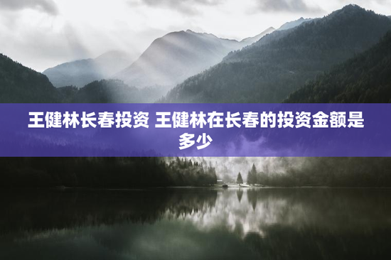 王健林长春投资 王健林在长春的投资金额是多少