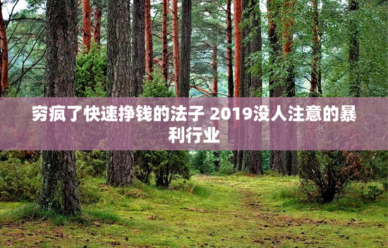 穷疯了快速挣钱的法子 2019没人注意的暴利行业