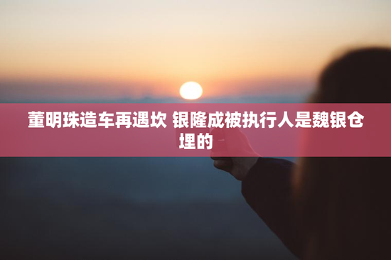 董明珠造车再遇坎 银隆成被执行人是魏银仓埋的