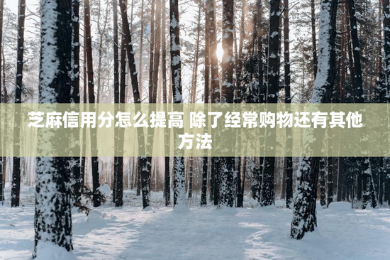 芝麻信用分怎么提高 除了经常购物还有其他方法