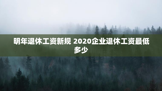明年退休工资新规 2020企业退休工资最低多少