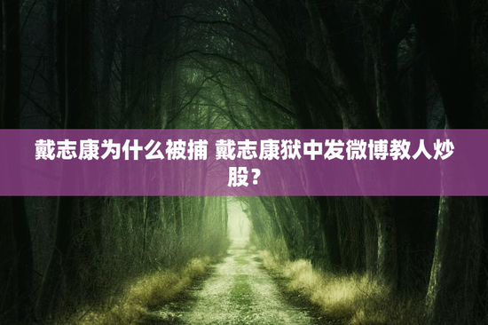 戴志康为什么被捕 戴志康狱中发微博教人炒股？