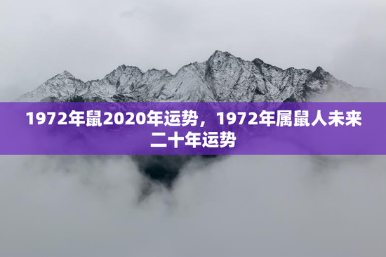 1972年鼠2020年运势，1972年属鼠人未来二十年运势