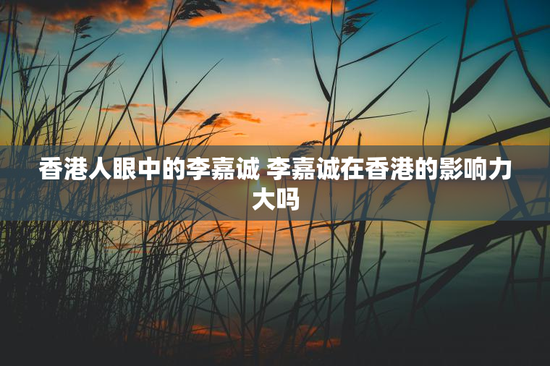 香港人眼中的李嘉诚 李嘉诚在香港的影响力大吗