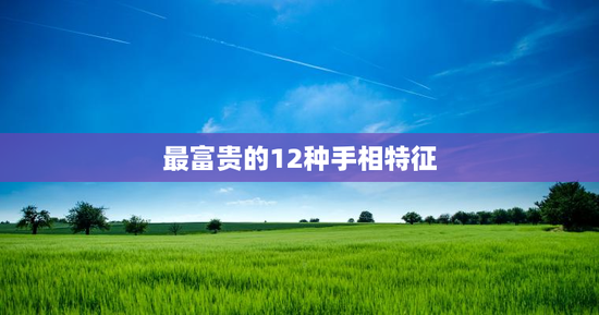 最富贵的12种手相特征