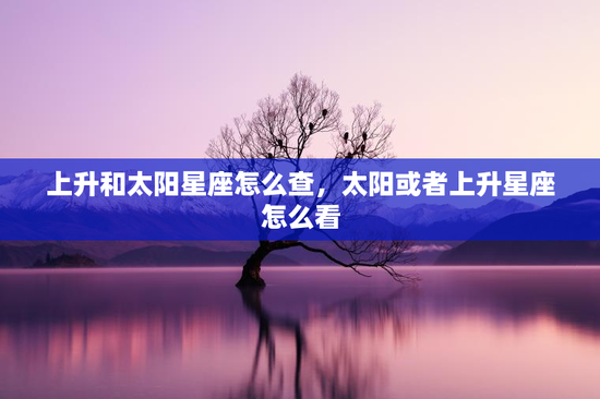 上升和太阳星座怎么查，太阳或者上升星座怎么看