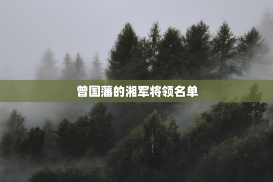 曾国藩的湘军将领名单