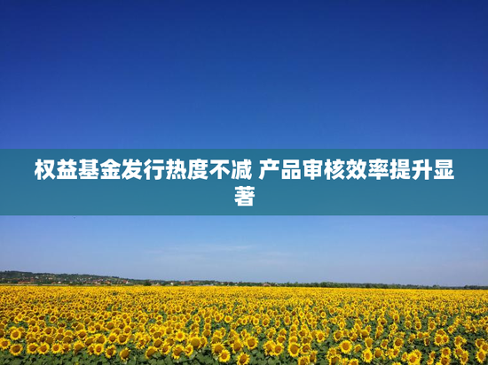 权益基金发行热度不减 产品审核效率提升显著