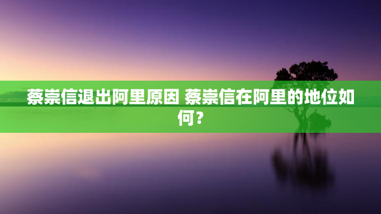 蔡崇信退出阿里原因 蔡崇信在阿里的地位如何？