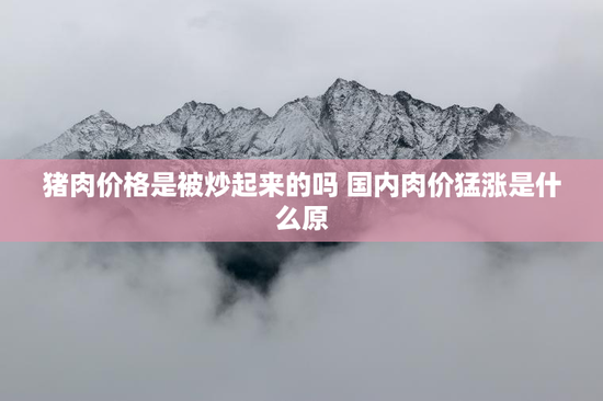 猪肉价格是被炒起来的吗 国内肉价猛涨是什么原