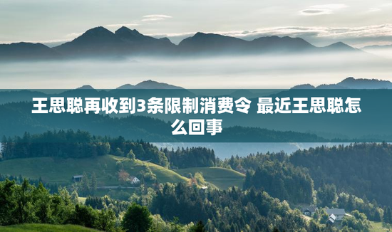 王思聪再收到3条限制消费令 最近王思聪怎么回事