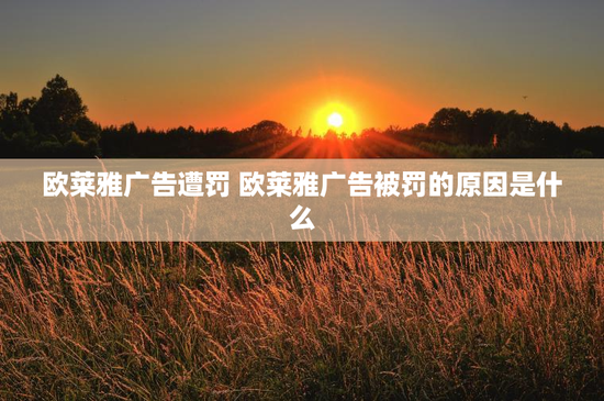 欧莱雅广告遭罚 欧莱雅广告被罚的原因是什么