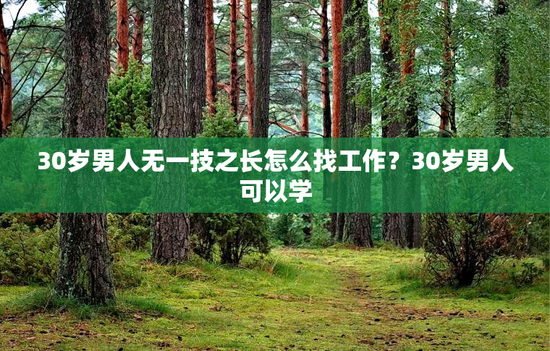 30岁男人无一技之长怎么找工作？30岁男人可以学