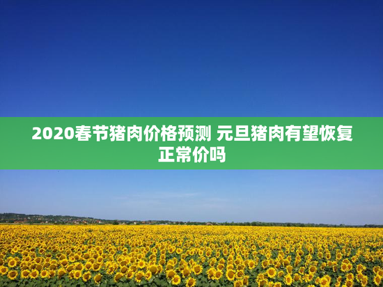 2020春节猪肉价格预测 元旦猪肉有望恢复正常价吗