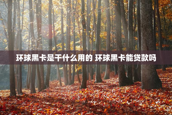 环球黑卡是干什么用的 环球黑卡能贷款吗
