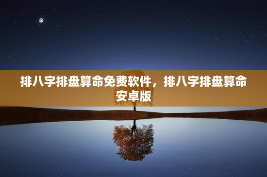 排八字排盘算命免费软件，排八字排盘算命安卓版