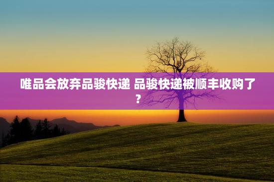 唯品会放弃品骏快递 品骏快递被顺丰收购了？