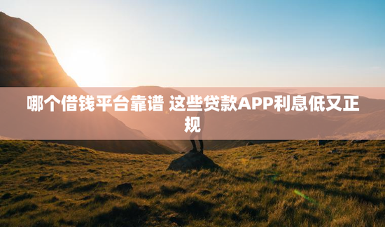 哪个借钱平台靠谱 这些贷款APP利息低又正规