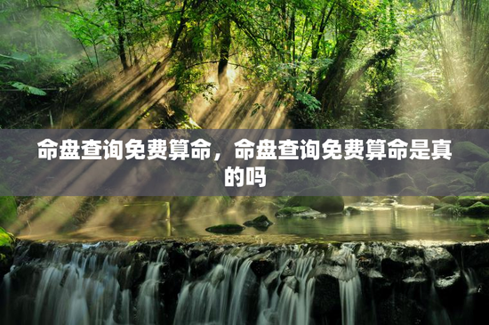 命盘查询免费算命，命盘查询免费算命是真的吗