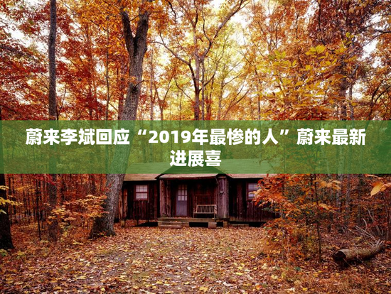 蔚来李斌回应“2019年最惨的人”蔚来最新进展喜