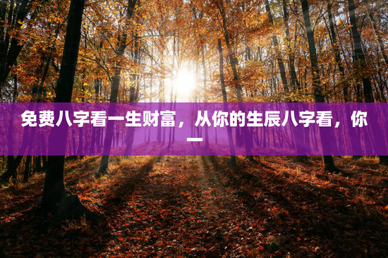 免费八字看一生财富，从你的生辰八字看，你一