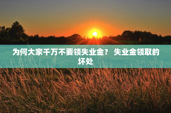 为何大家千万不要领失业金？ 失业金领取的坏处