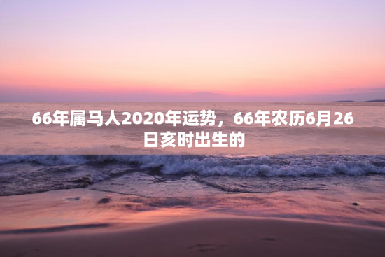 66年属马人2020年运势，66年农历6月26日亥时出生的