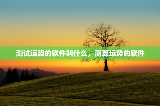 测试运势的软件叫什么，测算运势的软件