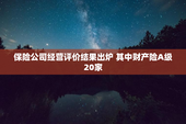 保险公司经营评价结果出炉 其中财产险A级20家