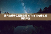猪肉价格什么时候回落 2019年猪肉什么时候能降价