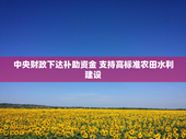 中央财政下达补助资金 支持高标准农田水利建设