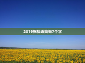 2019祝福语简短7个字