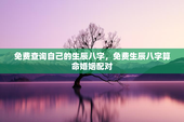 免费查询自己的生辰八字，免费生辰八字算命婚姻配对