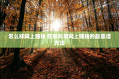 怎么样网上赚钱 在家利用网上赚钱的最靠谱方法